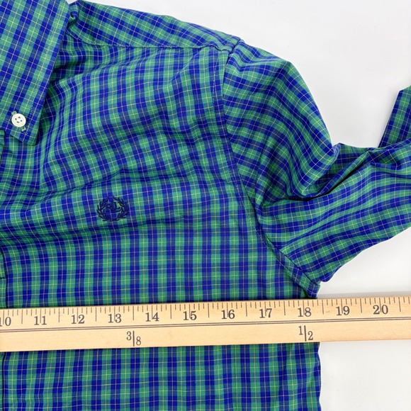 Lauren Ralph Lauren Kids Button Down Green & Navy Plaid Shirt Sz 16R NWT - Picture 7 of 8